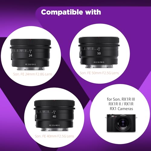 Haoge Metal Square Lens Hood for Sony RX1R3 M3 FE 40mm F2.5 G FE 50mm F2.5 G FE 24mm F2.8 G Lens Shade on Sony A7CII A7CR A7R4 Bayonet Mount LH-S245G-N