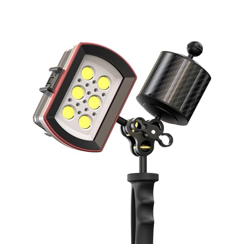 Carbon Fiber Underwater Float Arm with Dual Ball Mounts for Photography and Video, Compatible with Diving Trays, Video Lights, Strobes (Black, 80mm5') 80mm5' black