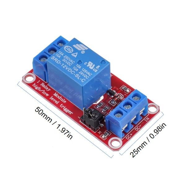 GTIWUNG One Channel Relay Module 12 V, 1 Channel Relay Board with Optocoupler Isolation, High Level Trigger Relay Module, Low Level Trigger Expansion Board, Relay Switch Module for Arduino Pack of 10 1 channel 12 V, red