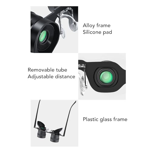 Zoom Optics Binocular Glasses, 3X Zoom Opera Glasses, Binoculars Glasses with Polarized Lens Handsfree Adjustable HD Optical Telescope Glasses for Fishing Bird Watching Black 10x