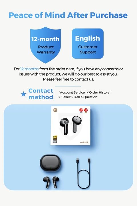 SoundPEATS Air6 HS LDAC Hi-Res Wireless Earbuds, Bluetooth 6.0, 13mm Driver | LDAC Hi-Res Audio Certified, 13mm Triple-Magnet Driver, 2MIC ENC, IPX5 Waterproof, Dynamic EQ, 45H, Bio-Composite Diaphragm Black