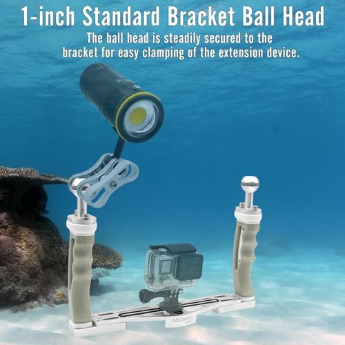 AQUANIC Underwater Camera Tray Handheld Stabilizer Tray Bracket for Camera Housing, Handle Aluminum Diving Grip for Gopro Divevolk, TG-5/6, RX100 V and Other Action Camera (Grey) Grey