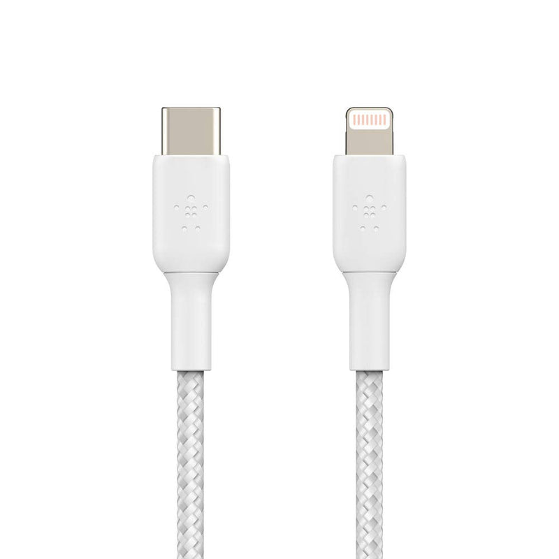 Belkin USB-PD GaN Charger 30W(USB-C Fast Charger & Braided USB C to Lightning Cable MFi Certified iPhone Fast Charger Type C(White)