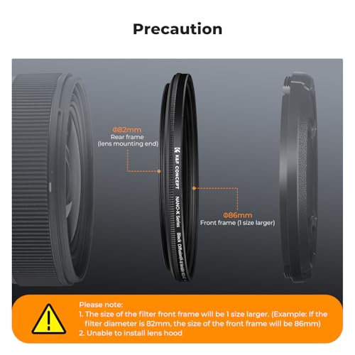 K&F CONCEPT 82mm Black Diffusion 1/4 & Variable ND2-400(1-9 Stops) 2-in-1