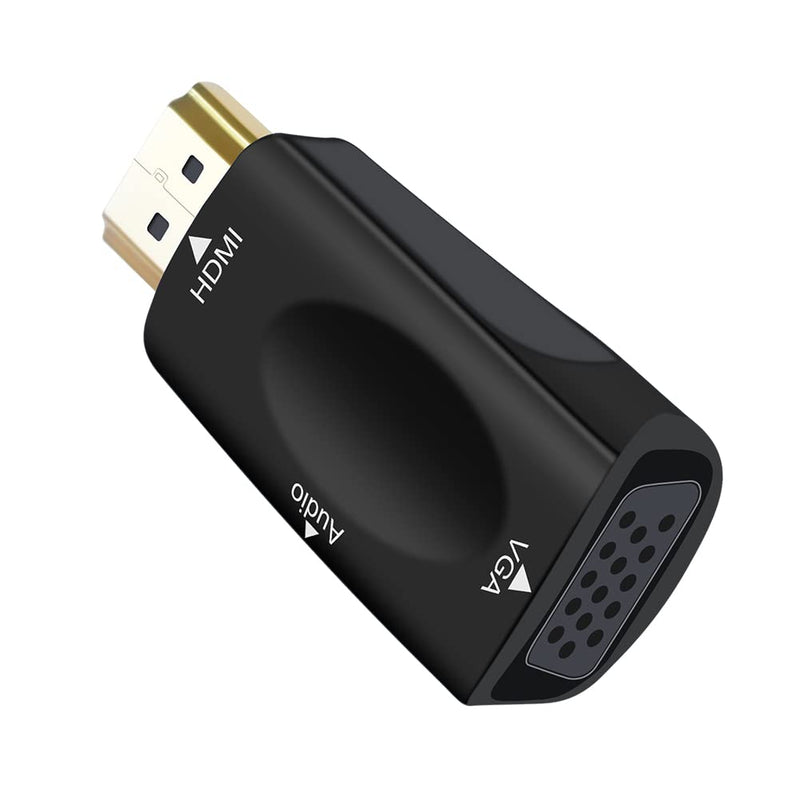 DTECH HDMI to VGA Adapter with 3.5mm Audio Jack for Computer Monitor Laptop Raspberry Pi PS3 Xbox DVD TV LCD Display 1080P Full HD Video (Male HDMI Input and Female VGA Output)