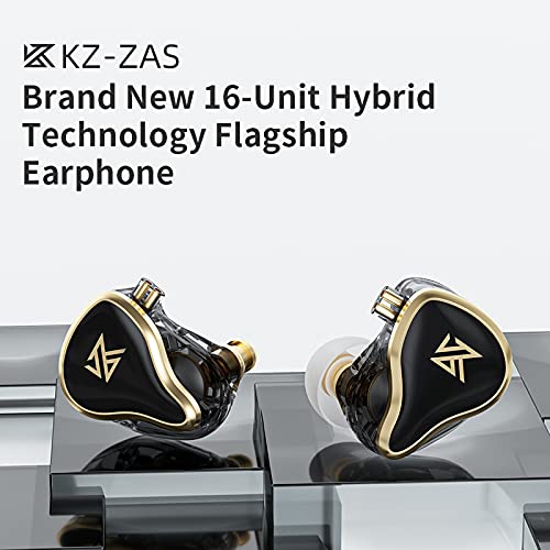 Linsoul KZ ZAS 7BA+1DD in-Ear Monitor, HiFi Bass Earbuds, Gaming Earbuds, Hybrid IEM Earphones with Recessed 2pin Cable for Audiophile Musician(Without Mic, Silver) Without Mic