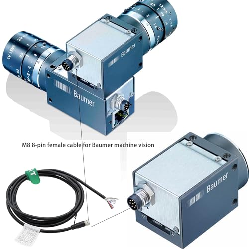 M8 8pin Female to Flying Cable for Baumer CX Machine Vision Industrial Camera Sensor Automation Control I/O Power Data, A-Code, Shielded, 20m M8 8 pin female to open