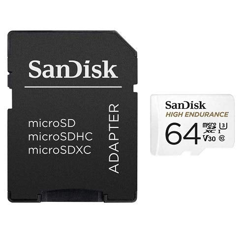 SanDisk 64GB High Endurance Video Card MicroSDXC for Dash Cams Works with Garmin Mini, 56, 66W Dash Cameras (SDSQQNR-064G-GN6IA) Bundle with (1) Everything But Stromboli SD & Micro SD Card Reader