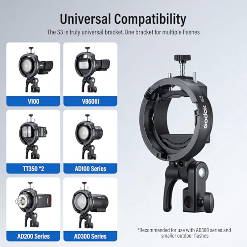 Godox S3 Speedlite Bracket Bowens Mount S-Type Holder (S2 Upgraded 2026)