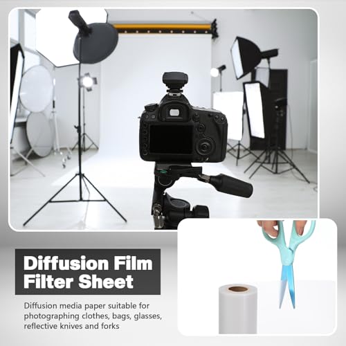 Nezyo Light Diffuser Sheet Diffusion Film Sheet Lighting Gel Diffuser Roll White Diffusion Paper for LED Flash Strobe Light Photography Video (15.75 x 590.6 Inch/ 0.4 x 15 M) 15.75 x 590.6 Inch/ 0.4 x 15 M