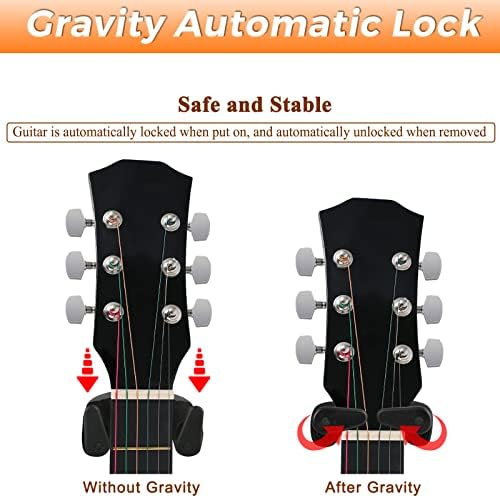 EASTROCK Guitar Wall Mount Hanger Auto Lock,Guitar Hanger Wall Hook Holder Stand for Acoustic, Electric, Classical, Bass Guitar Stand，Guitar Accessories (darkD) darkD