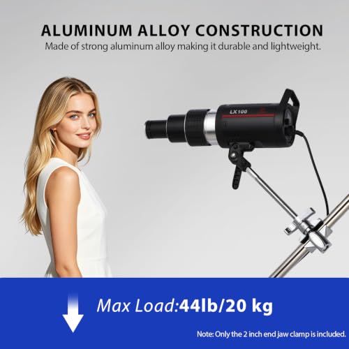 6" End Jaw Grip Head with 5/8" Stud, Anti Twist Pipe Grip Clamp & Rubber Pads for C Stand, Light Stand, LED Video Light & Softbox Mounting