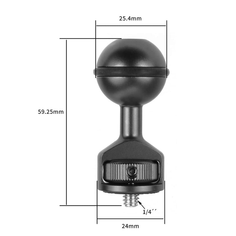 [AUSTRALIA] - FEICHAO 1 Inch Ball Mount Head Adjustable Adapter with Cold Shoe Base for Underwater Camera Case Video Flash (Kit A) Kit A 