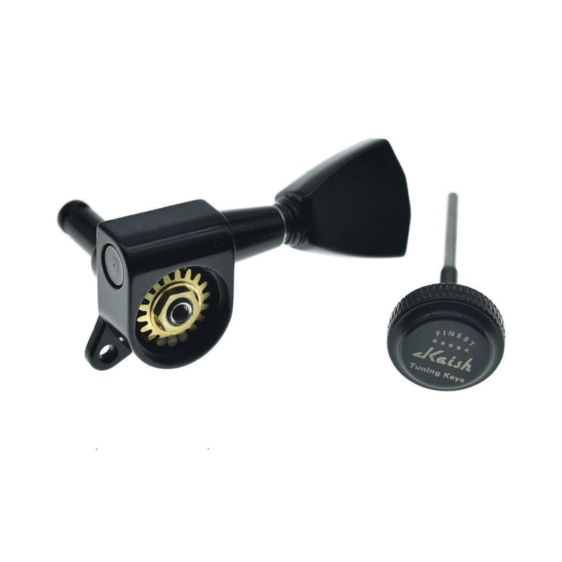 KAISH 3x3 Locking Tuners 18:1 Guitar Tuning Keys Locking Tuning Machines with Keystone Buttons for LP/Les Paul/SG/ES or Acoustic Guitars Black