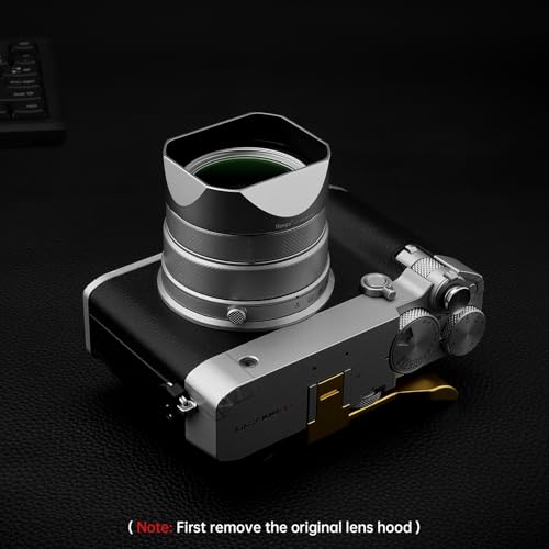 Haoge Metal Square Lens Hood for Fujifilm GFX100RF Camera Accessories Silver LH-GFXRF-IIS+Cap-GFXRF-IIS