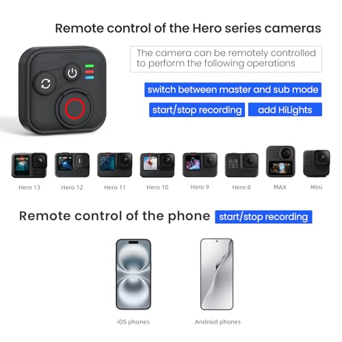Bluetooth Remote Control for Insta360 X5/X4/X3/X2/Go 3S/ACE Pro 2, GoPro Camera Shutter Remote with Type-C Charging - 164ft Range, Compatible with iPhone 12-17 Pro Max, GoPro 8-13, Android Phones
