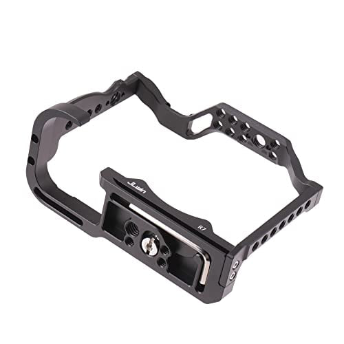 R7 Cage, Hersmay Aluminium Camera Cage for Canon EOS R7 Mirrorless Cameras with Cold Shoe,Handle Locating Holes,Multiple 1/4" 3/8" Screw Holes