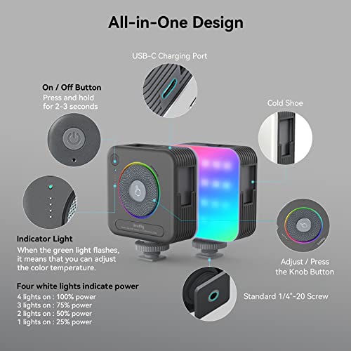 SmallRig P108 Mini RGB LED Video Light, Portable Camera Lights