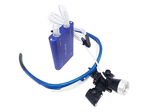 BoNew 2.5x420mm Portable Surgical Binoculars Magnifier Optical Glass + 3W LED Headlight Blue
