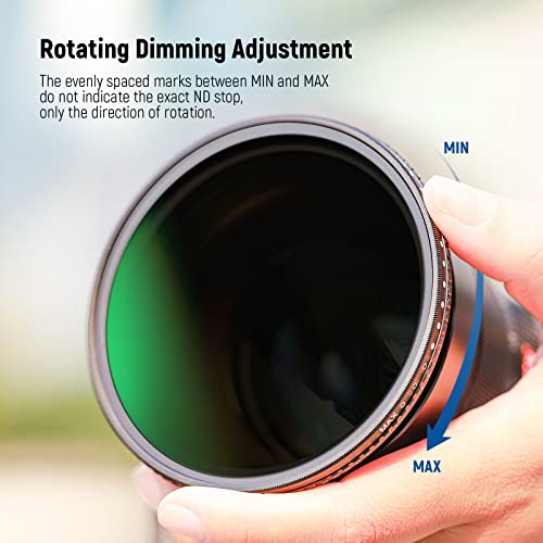 NEEWER 37mm Variable ND Filter ND3-ND1000, 1.5-10 Limited Stops Neutral Density Filter with HD Optical Glass & Double Sided 30 Layer Nano Coatings, Water Repellent/Scratch Resistant/Aluminum Frame