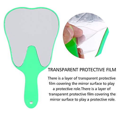 Hand Mirror, Small Hand Mirror, Single-sided Hand Mirror with Low Magnification, Dental Care Hand Mirror Tool, Fashionable, Cute Dental Care, Hand Mirror Tool, 4 Colours, Plastic Handle (Green)