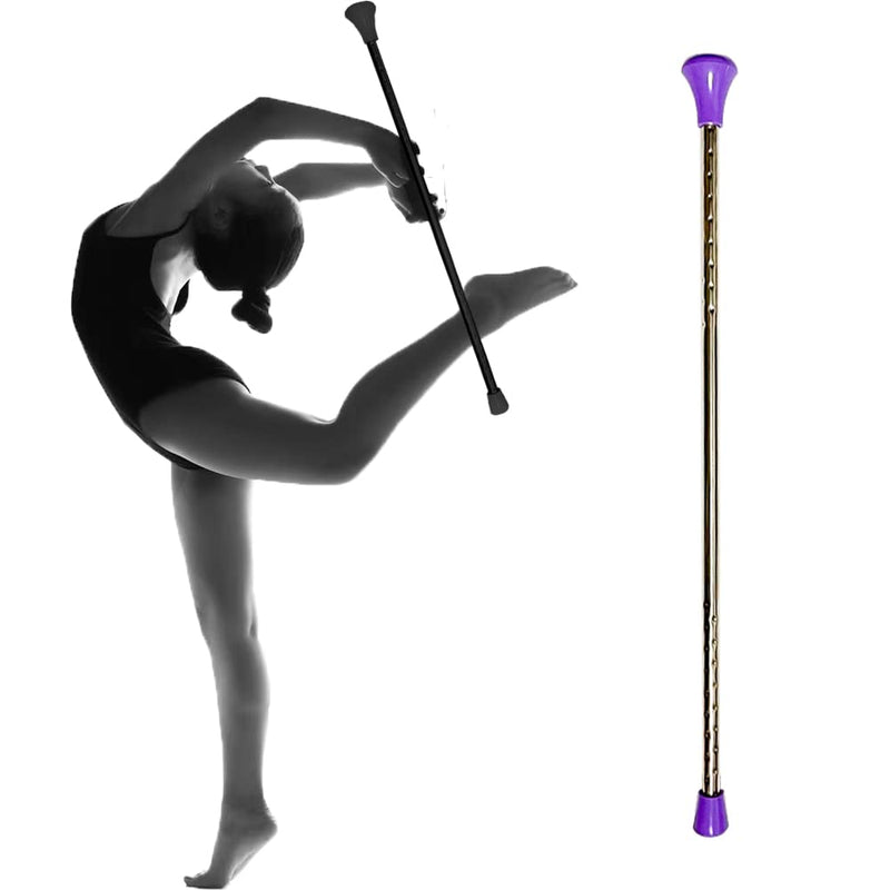 26-inch Twirling Baton Spinning Dance Baton Metal Rhythmic Gymnastics Conducting Batons for Child in Majorette-Complete with 1 Dance Ribbon Rainbow Streamer Purple,1 Pack