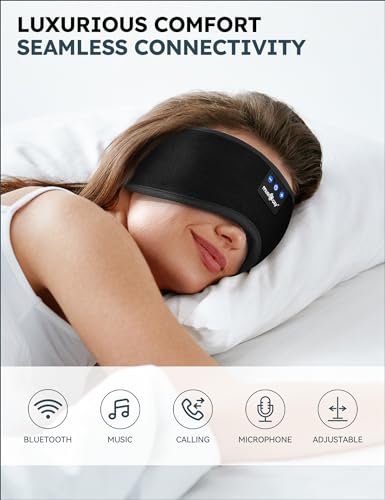 MUSICOZY Sleep Headphones Bluetooth 5.4 Headband Breathable 3D Sleeping Headphones, Wireless Eye Mask Sleep Earbuds for Side Sleepers Women Office Air Travel Cool Tech Gadgets Unique Gifts, Pack of 2