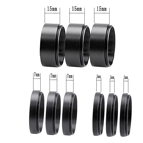 T2 Extension Tube Set, M42x0.75 Thread 5/7/15mm for Telescope Extension Tube Set – 1.25" / 9-Piece