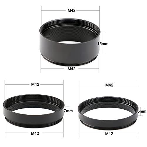 T2 Extension Tube Set, M42x0.75 Thread 5/7/15mm for Telescope Extension Tube Set – 1.25" / 9-Piece