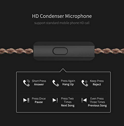 Kinboofi KZ ZSX 6 Drivers Earbuds Headphone,KZ Gaming Wired Headphone, 5BA 1DD HiFi IEM Earphone in Ear Headset with Detachable 2 Pin Cable for Audiophile (Gyan with Microphone)