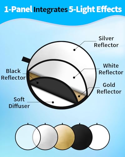 Skytex 32Inch/80CM 5in1 Portable Light Reflector with Bag,Silver/Gold/Translucent/White/Black Light Diffuser Studio Collapsible Reflectors Photography Accessories for Any Photography Situation