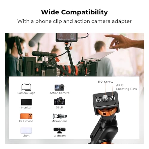 K&F CONCEPT 22" Magic Arm, Overhead Desk Camera Arm Mount, Long Articulating Friction Boom Arm for Phone, Action Camera, LED Light, Microphone 22" Magic Arm Only