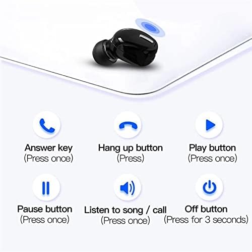 Single Ear Wireless Earbud Bluetooth Headset in Ear Mini Invisible Bluetooth Headphone Business Earphone with Mic 6-Hour Playtime Magnetic USB Charging Dock One-button Control Sweatproof Sport Earbuds