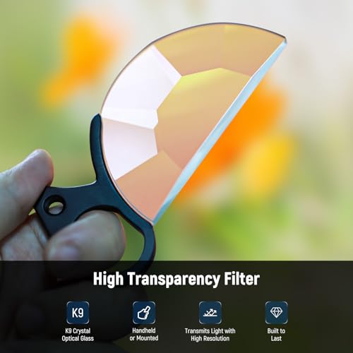 NEEWER 79mm Handheld Half Moon Kaleidoscope Prism Lens Filter with Hand Grip, 1/4" Threaded Hole for Small Tripod Magic Arm, K9 Optical Crystal Semicircular Glass Effect Filter Half Domed Kaleidoscope Prism Filter