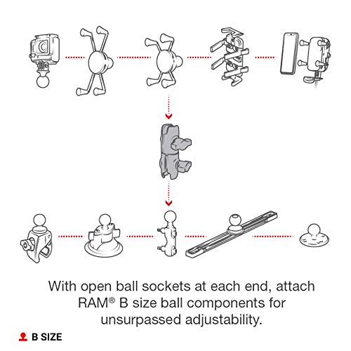 RAM Mounts RAP-B-200-12U Composite Double Socket Swivel Arm Compatible with RAM B Size 1" Ball Components