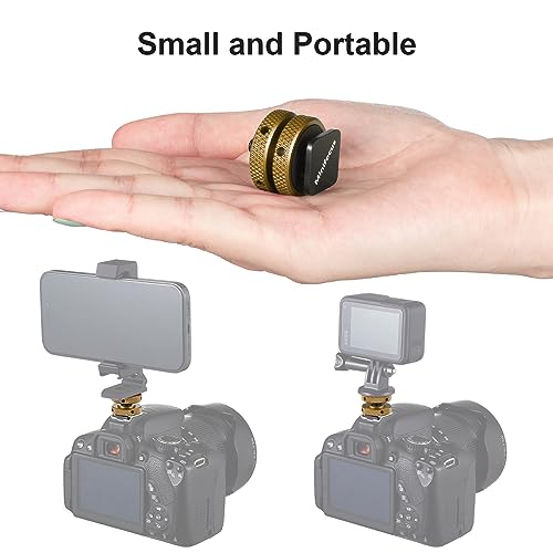 MINIFOCUS 4 Packs Camera Hot Shoe Mount Adapter, Double Nut with 1/4" and 3/8" Aluminum Alloy Tripod Screw Flash Shoe Mount for LED Monitors, Microphone, DSLR Field Monitor 4 PCS Sienna