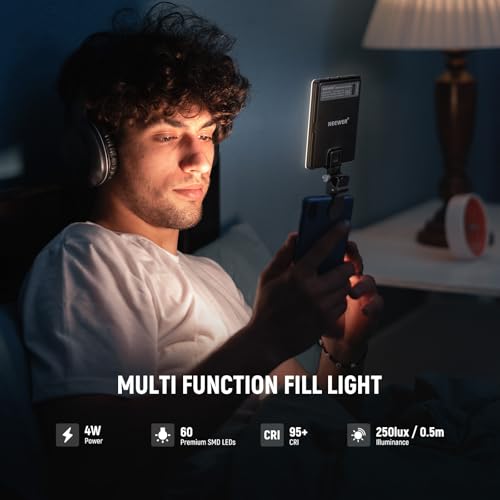 NEEWER Basics NL-60AI Selfie Light for Phone with Front & Back Clip, 60 LED 2000mAh Rechargeable CRI95+, 3 Modes, Portable Clip on Fill Lighting for Tablet Computer Laptop Zoom Call TikTok Video