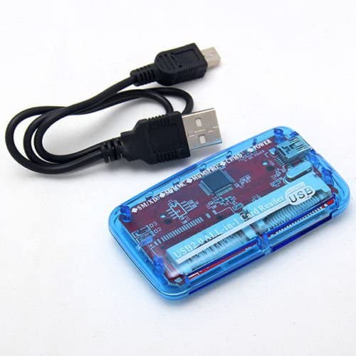 [3 Pack] eTECH Collection USB 2.0 All-in-1 Memory Card Reader/Writer - support SD/SDHC (NOT Support SDXC) / Compact Flash/xD / Memory Stick/Memory Stick Pro Duo/xD Picture Card - Blue All-in-1 (Blue)