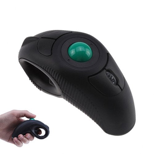 YUMQUA Y-10L Finger Handheld Trackball Mouse with Laser Pointer, 2.4G USB Wireless Trackball Mouse for Laptop Computer PC