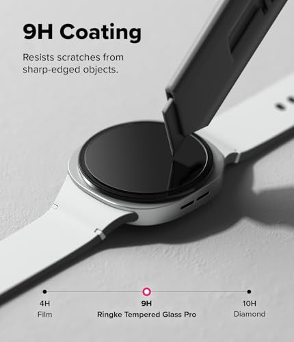 Ringke Bundle [Case with Strap + Screen Protector] for Galaxy Watch 8 44mm : Rugged Gear [All Black] + Tempered Glass Pro [2 Pack]