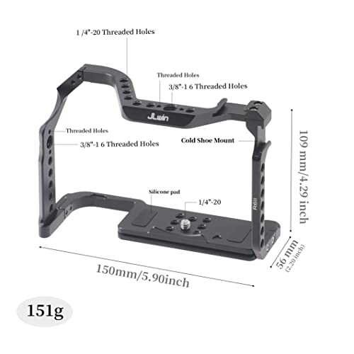 Hersmay EOS R6 II / R6 III Camera Cage with Top Handle for Canon EOS R6 Mark II, R6 Mark III Mirrorless Camera Aluminum Alloy Film Movie Making Camera Video Cage with Shoe Mount For Canon EOS R6II/III