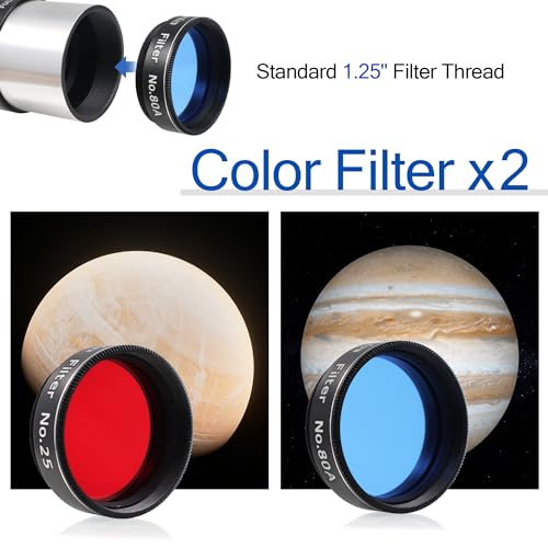 Astromania Telescope Eyepiece Set, 7 Piece Telescope Accessory Kit 1.25inch 1.25 Inch（7 PCS）