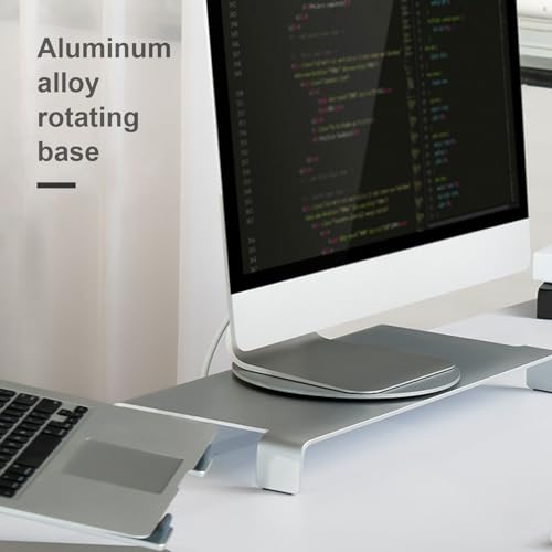 Yosoo Health Gear Monitor Swivel Base, 360 Rotation Aluminum Stand | Non-Slip Tablet Turntable, Computer Mobile Phones Silver, Desktop Plate