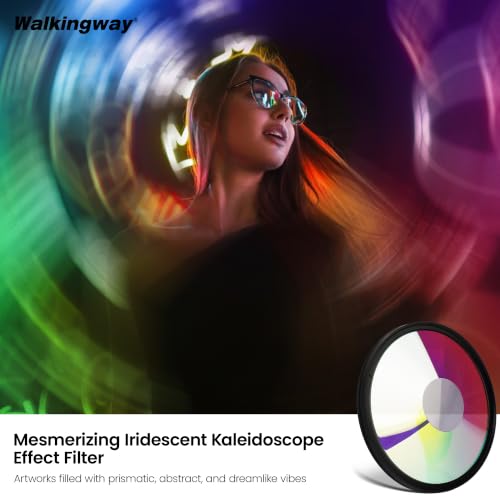 Walking Way 49mm Chromatic Halo Filter, Rainbow Swirl Distortion Chromatic Halo Effect
