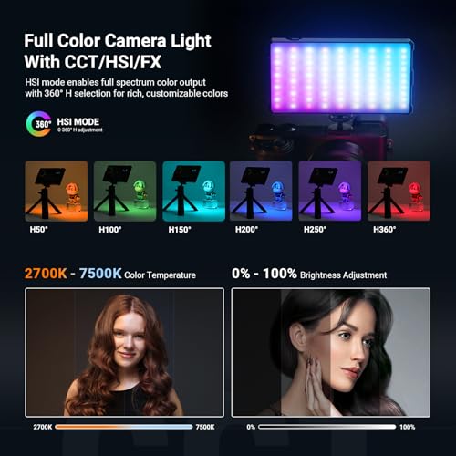 NEEWER Basics SL90C Full RGB LED Camera Video Light with Desk Tripod Stand