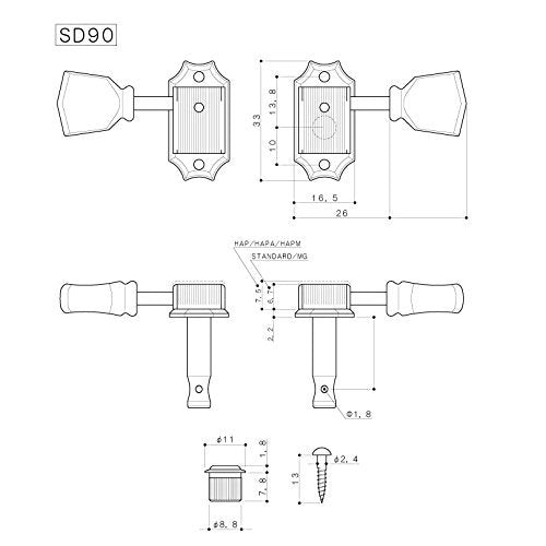 Gotoh Vintage Oval Knob Tuners Nickel (3 per side)