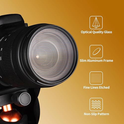 Walking Way 49mm Variable Gold Streak Filter, Rotating Cinematic Flare