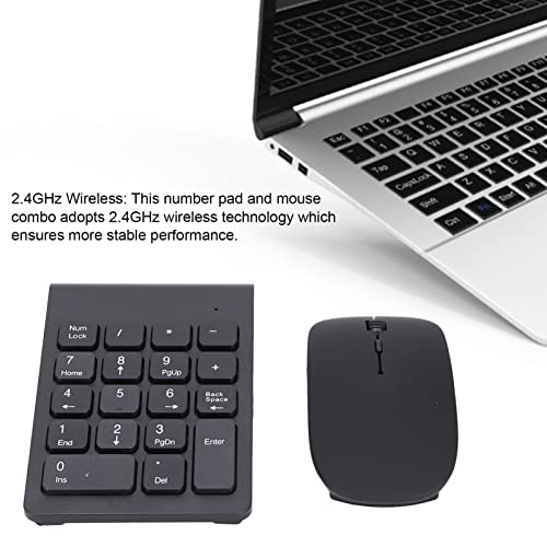 SUNGOOYUE Number Pad, Plug and Play 2.4GHz Wireless Technology 1200 DPI Sensitive Number Pad Mouse Combo for Home Office (Black)