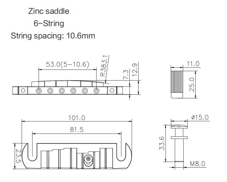 [AUSTRALIA] - Wraparound Bridge Tailpiece, Adjustable Intonated Aluminium Alloy Stoptail Bridge with Studs and Zinc Saddle for Les Paul LP EPI SG Style Electric Guitar Replacement Chrome 