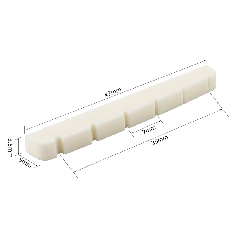 42mm Guitar Slotted Bone Nut for 6 String Strat Tele Electric Guitar Replacement Parts,Flat Bottom 42mm